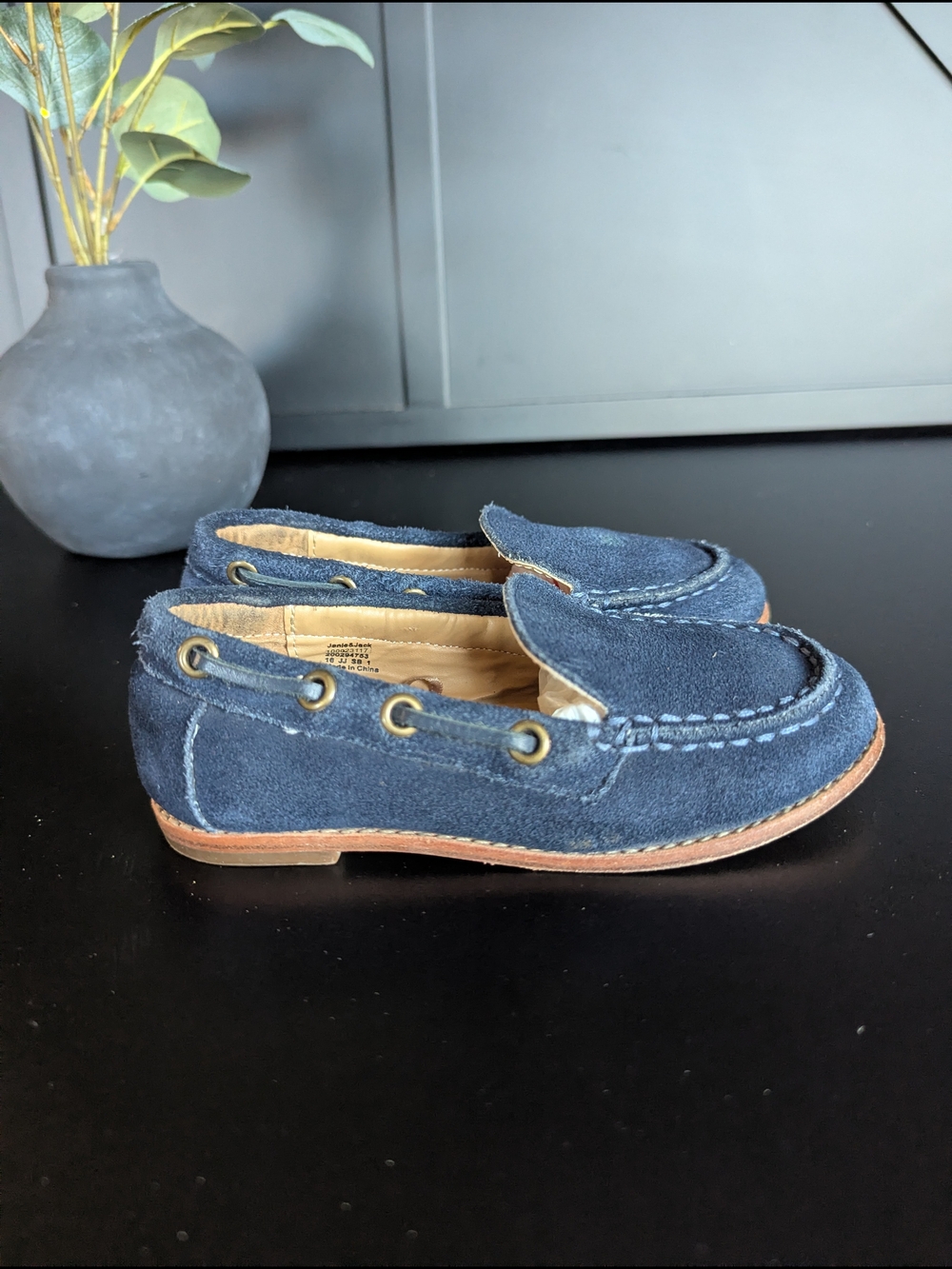 Janie and Jack Navy Suede Moc-Toe Loafers